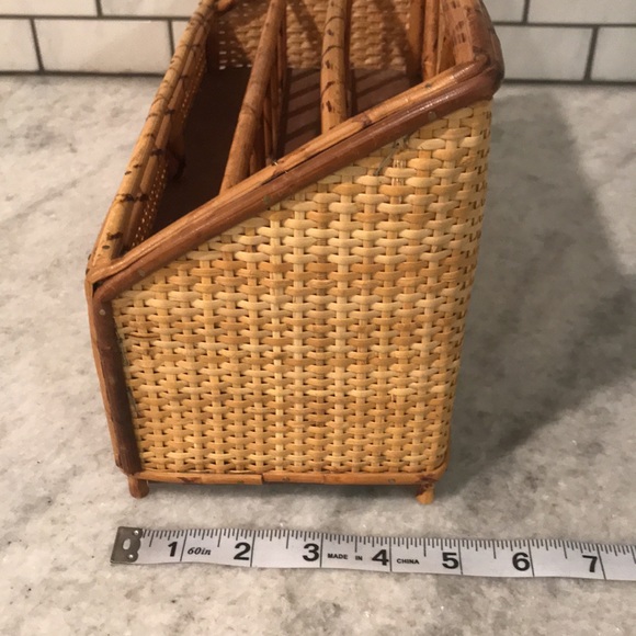 Vintage Wicker Rattan Desk Organizer Mid Century Bohemian Minimalist Space Saver - Picture 8 of 8